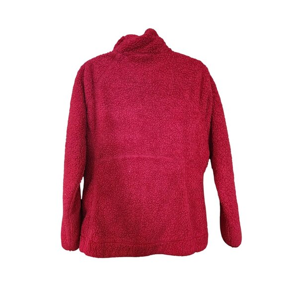 Avalanche Womens Red Sherpa Fleece Zip Jacket Size M Warm & Cozy - Picture 2 of 3